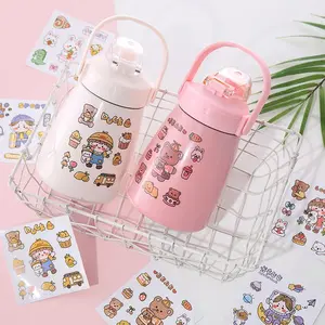 Korean Cute Cartoon Stickers, Creative Hand Account Phone Sticker, Student Water Cup Transparent PVC Sticker (no Cup Included)