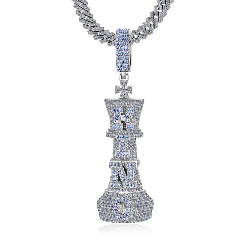 Moissanite King Chess Pendant 14.77CT 14K