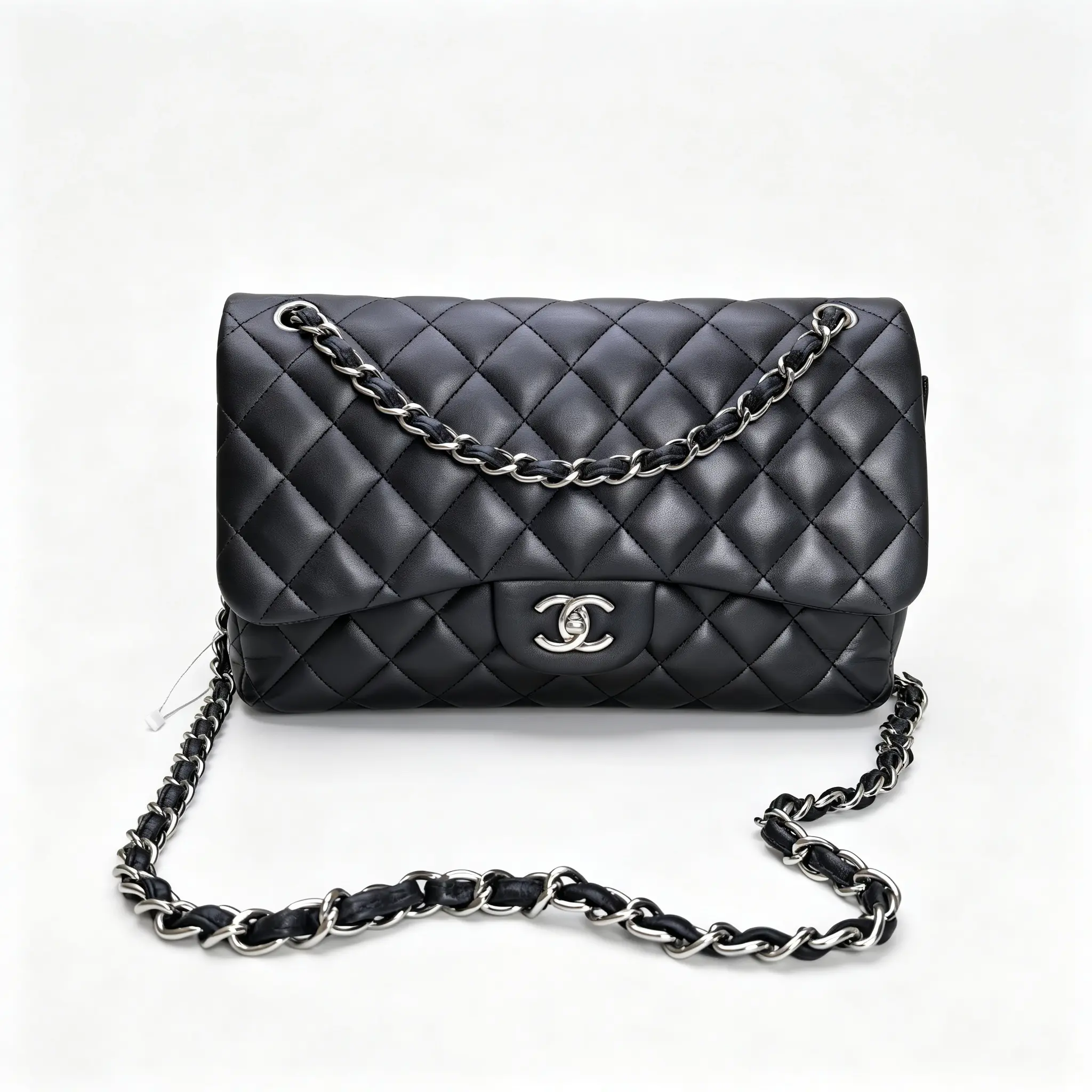 Pre-owned CHANEL -- Crossbody Bags CF black lambskin shoulder/crossbody bag with silver hardware chain 866