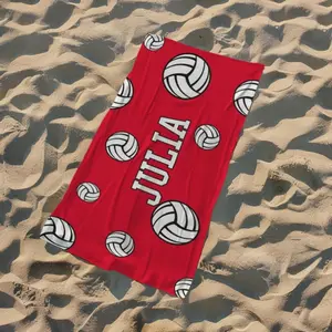 Personalized Beach Towels with Custom Names, Featuring a Volleyball Theme Made of Ultra-Absorbent Microfiber, Perfect for Swimming, Yoga, Picnics, And Summer Vacations