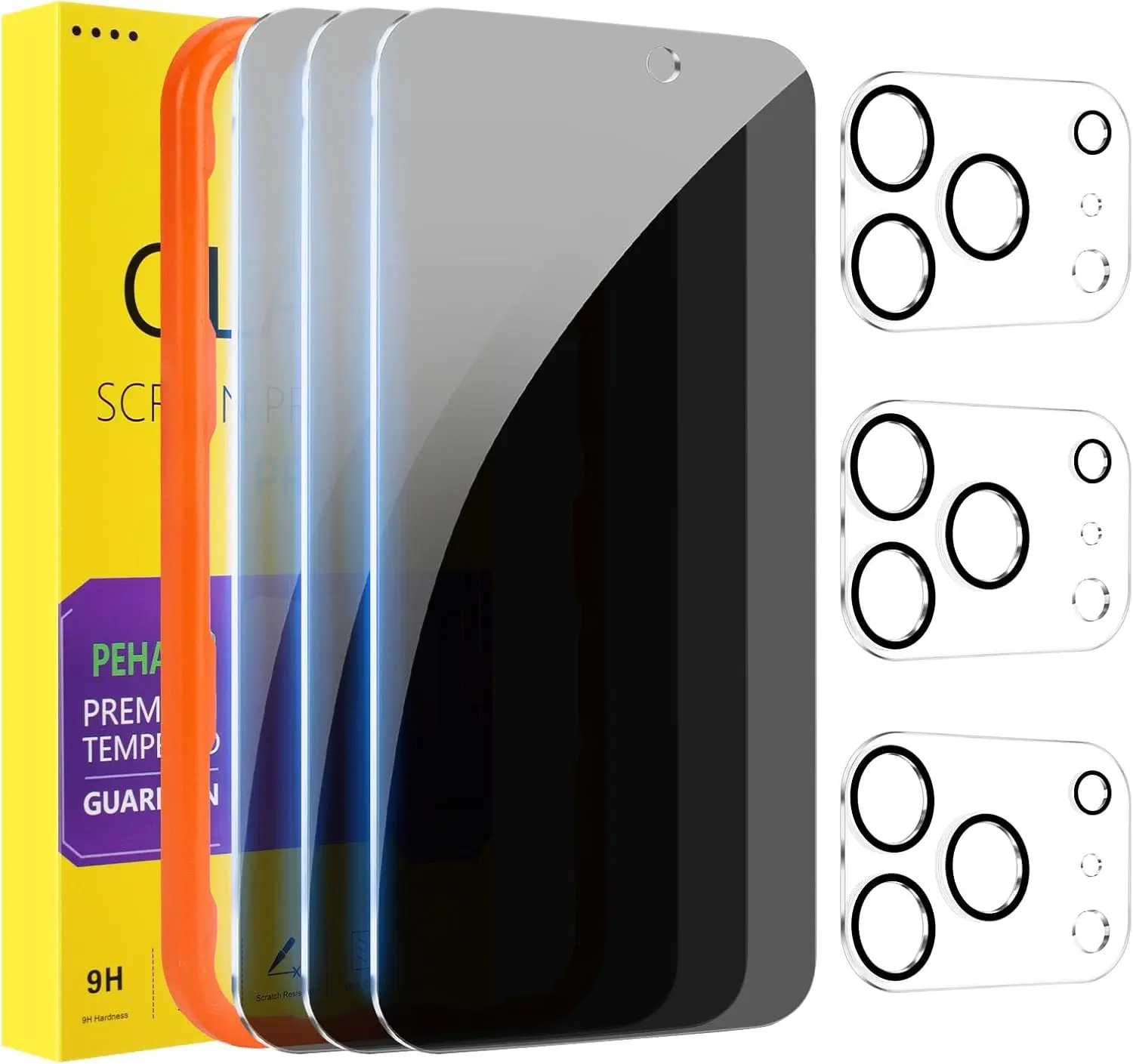 3+3 Pack for iPhone 17 Pro Max Privacy Screen Protector with Camera Lens Protector Full Coverage Anti-Spy Tempered Glass Film 9H Hardness Easy Installation Bubble Free [6.9 inch]