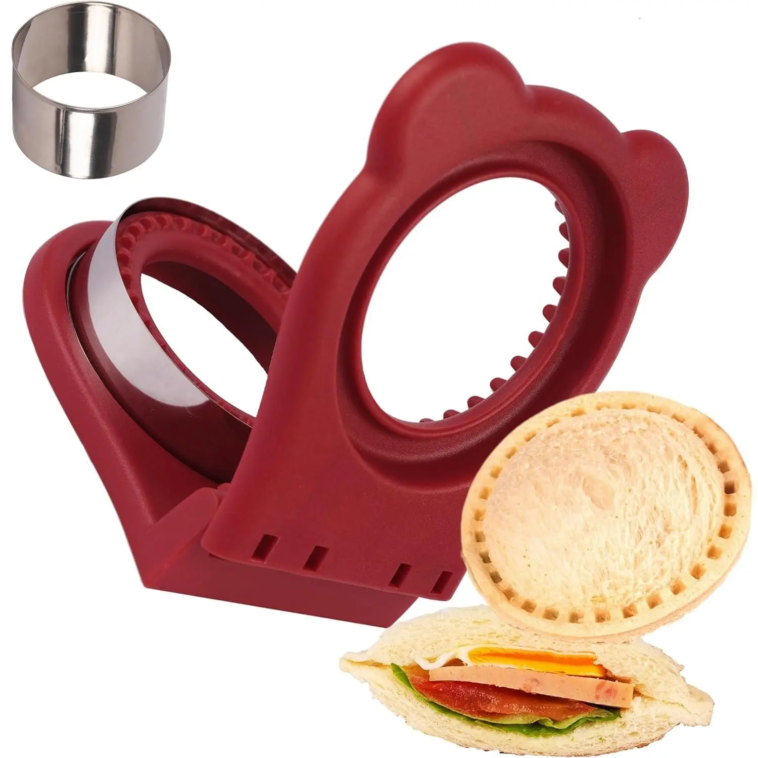 Sandwich Cutter Sealer, DIY Decruster Sandwiches, Uncrustables Sandwich Maker Boys and Girls, Lunchbox and Bento Box, Bread Cutter, Breakfast Sandwich Maker (Red)