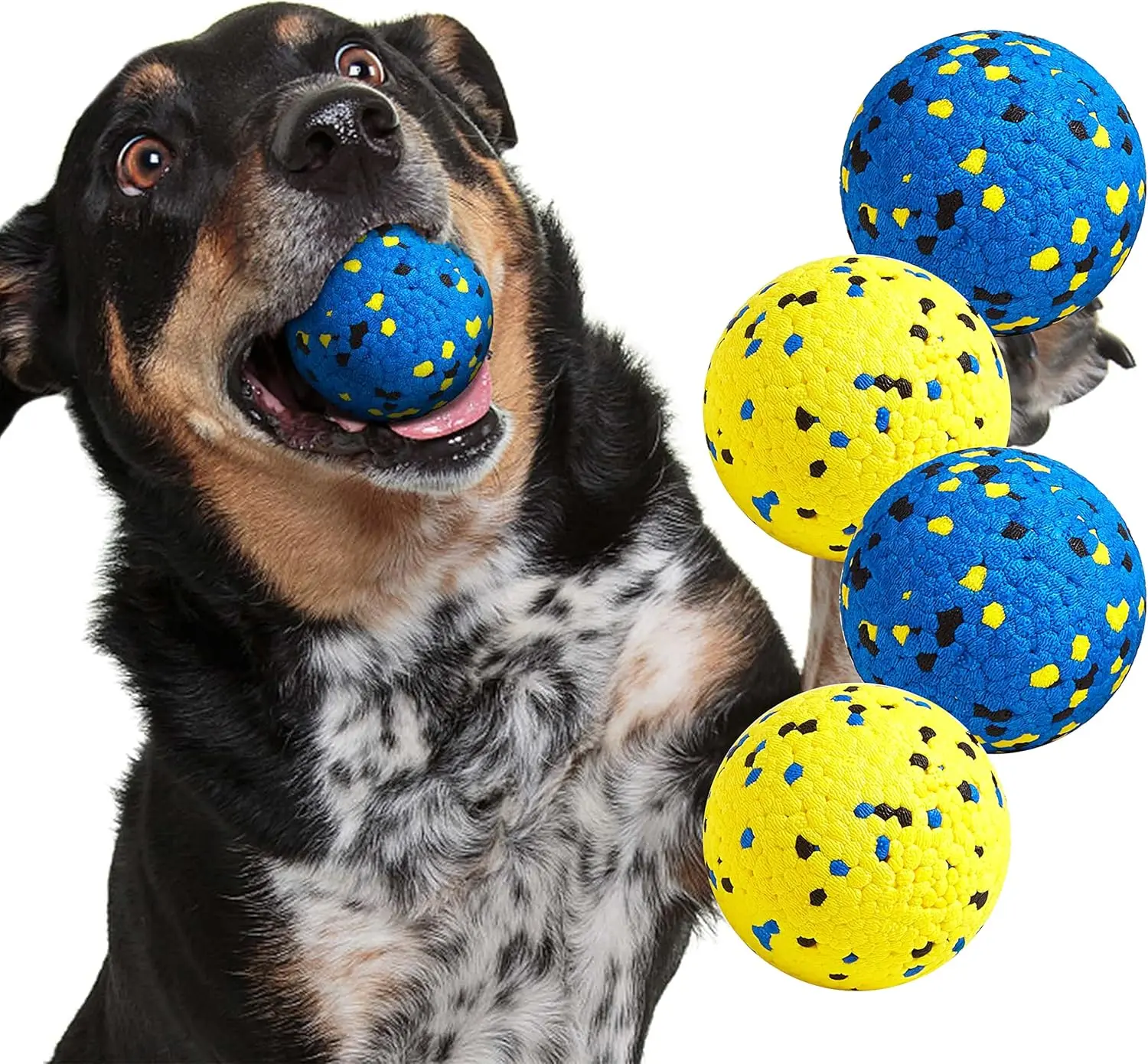 Popcorn-style Chew Ball Durable Dog Squeaky Ball Toy for Chewing, Textured Interactive Fetch Ball for Puppies, Outdoor Exercise Toy for Dogs