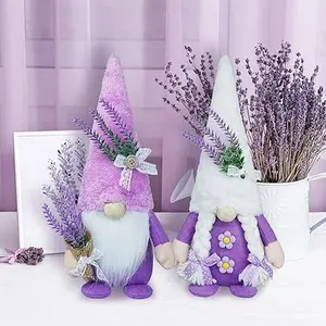 2 Pcs Spring Gnnome Decor Lavender Gnnomes Decor for Home  Women Purple Kitchen Decor Spring Tier Tray Decor