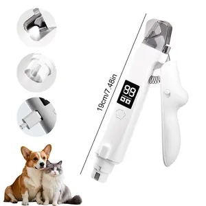 2-in-1 Dog Nail Clippers with LED Light, Electric Grinder & Nail Catcher, USB-C Rechargeable Low Noise Pet Trimmer for Small Medium Large Dogs & Cats