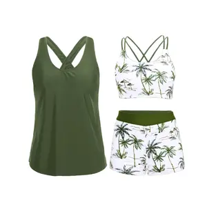 Holipick Three Piece Tankini Set Swimsuits for Women Bathing Suits Swim Tank Top with Bra Boy Shorts Teens Girls Swimwear  SwimWeek  summervibes