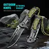 Portable Multipurpose Knives - Stainless Steel Rustproof Scratch-Resistant Edge, Cord-Attached Handle, Durable Ergonomic Design, Meat Cutter, Easy Cutting, Ideal for Kitchen & Camping Use, Great Father's Day Gift