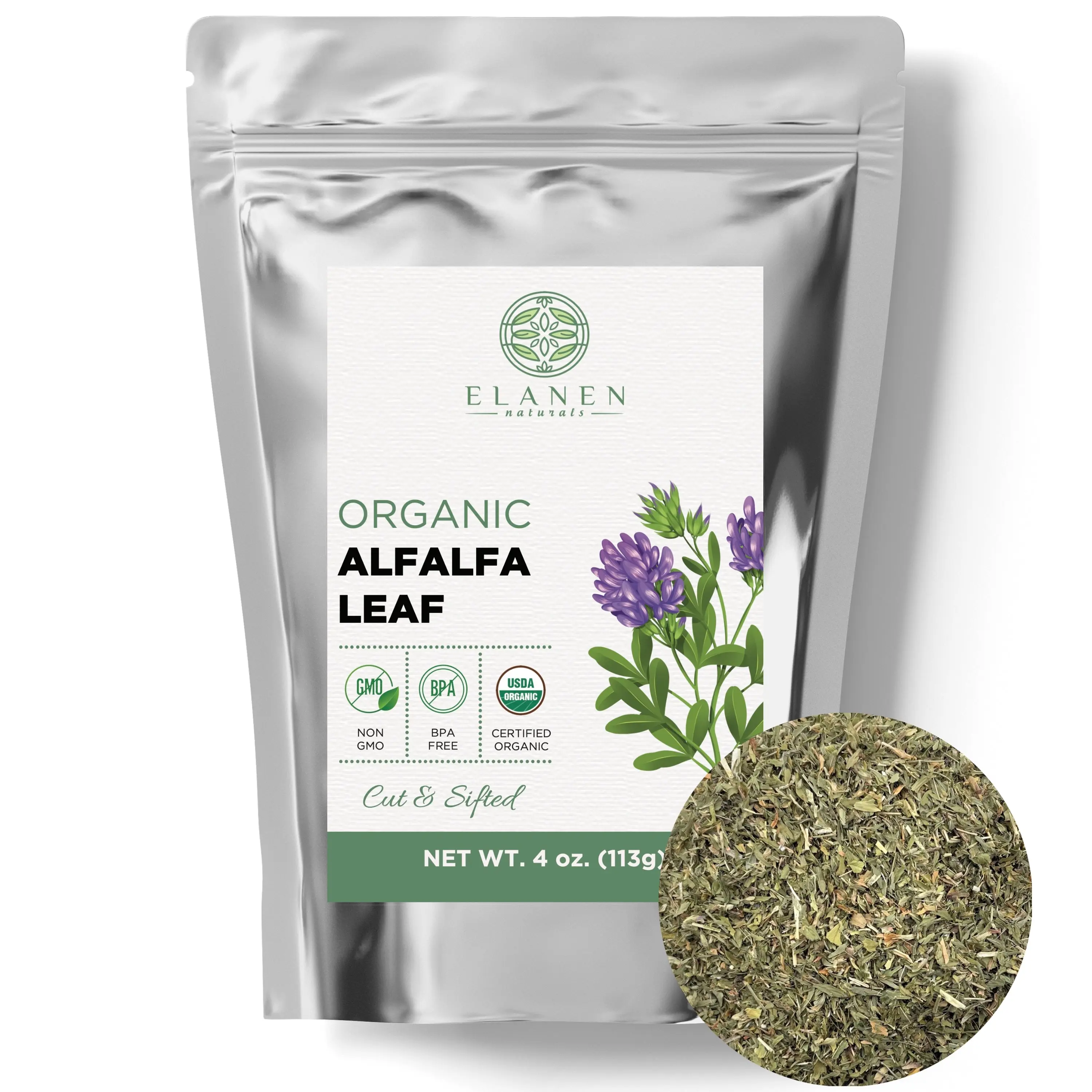Alfalfa Leaf, USDA Certified Organic, Cut & Sifted