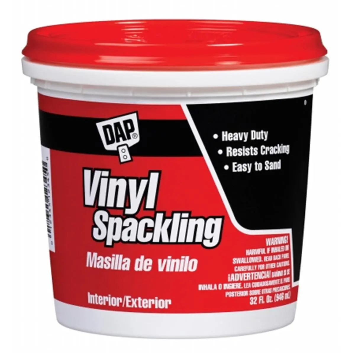 Dap 1 Qt Ready-Mixed Vinyl Spackling Compound, Wall Repair Paste with Creamy Texture, Fast Dry for Interior Use (12132), Cream Texture, Quart Size