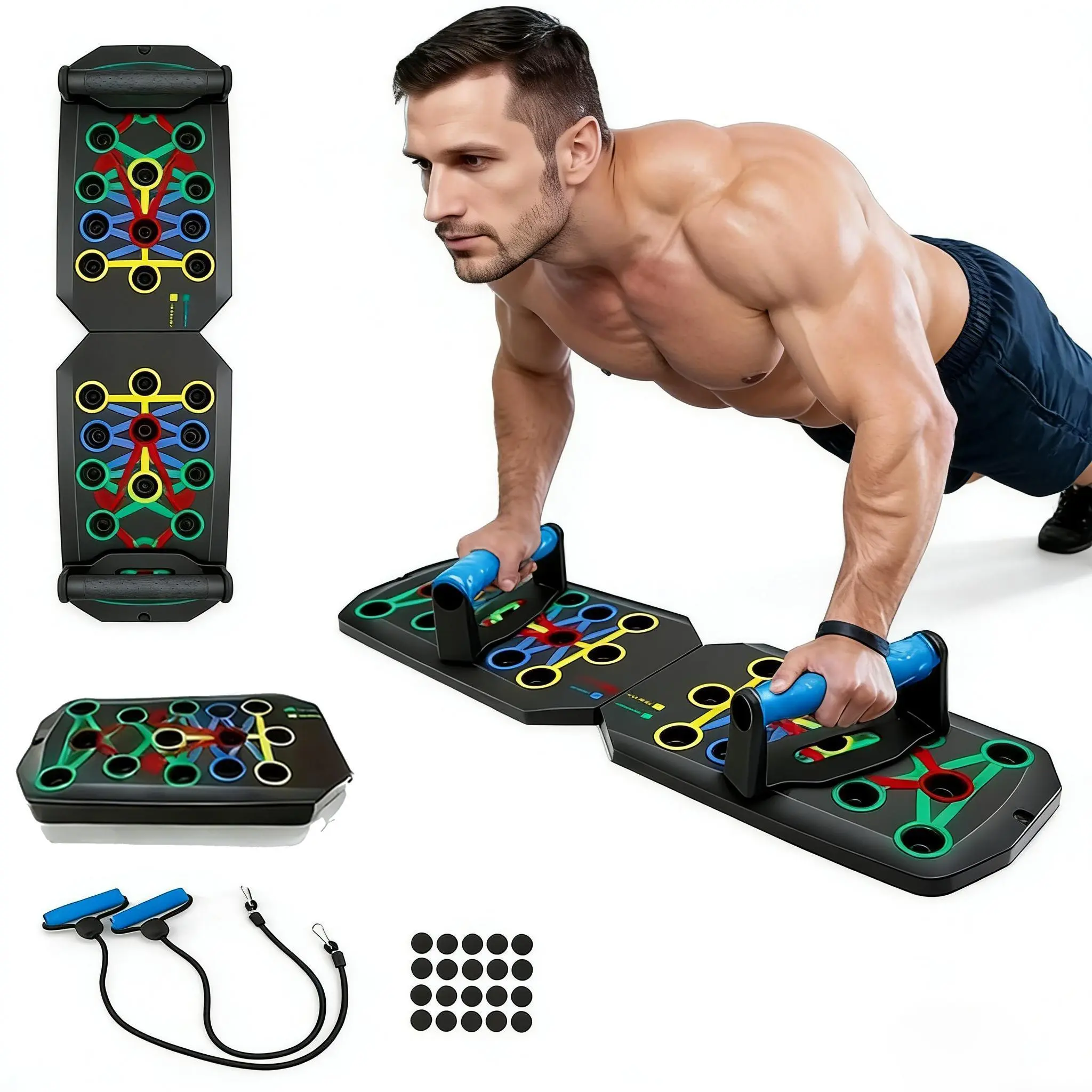 Couple Workout Push Up Board System Foldable Home Gym Gear Perfect Valentine's Day Gift for Couples & Family Fitness Sessions Foldable & Space-Saving Push-Up Board Portable Home Gym Equipment for Busy People