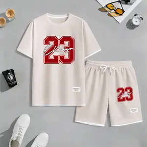 Men's Chicago 23 Print Waffle Fabric Short-Sleeved Shirt And Shorts Set