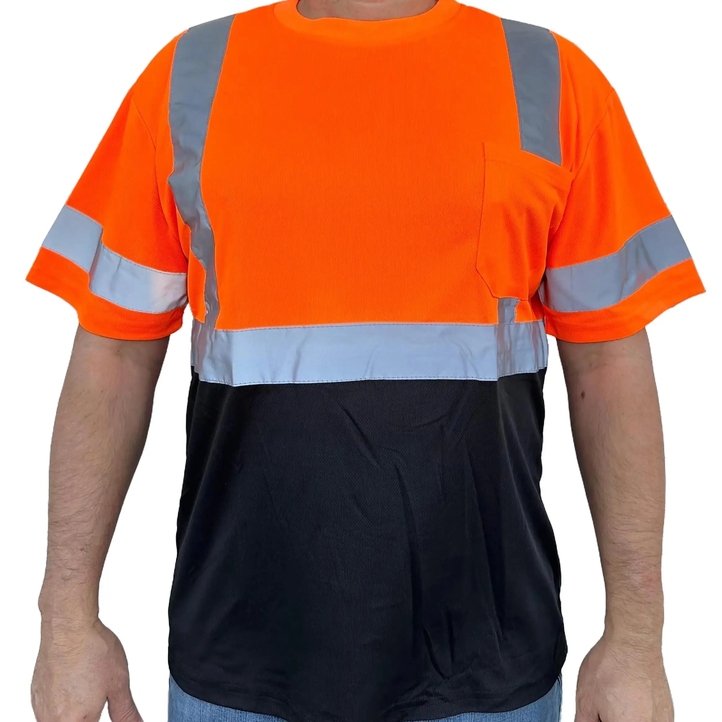 Short Sleeve Orange/Black High Visibility Safety Shirt Choose size 906