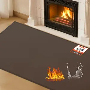 Fire Resistant 48 x 28 x 0.04 inch Fireproof Hearth Pads for Indoor Outdoor Wood Stove Fireplace, Protect Floors Carpets from Sparks Embers - Brown