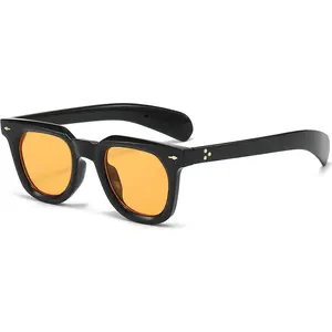 Square Sunglasses for Women Men Trendy Thick Frame Sun Glasses Black Shades