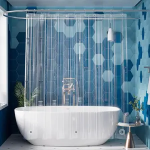 Clear Shower Curtain Liner, Plastic Shower Liner PEVA 72 x 72 Lightweight Waterproof Shower Curtains for Bathroom with Magnets and Rustproof Grommets