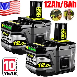 High quality  2PACK For RYOBI 18V 8.0Ah 12Ah P108 High Capacity Battery 18Volt Li-Ion One Plus