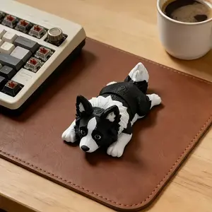 Adorable Border Collie Dog Statue, Cute Desktop Decoration, Home Office Decor, Party Theme Decor, Car Ornament, Handcrafted