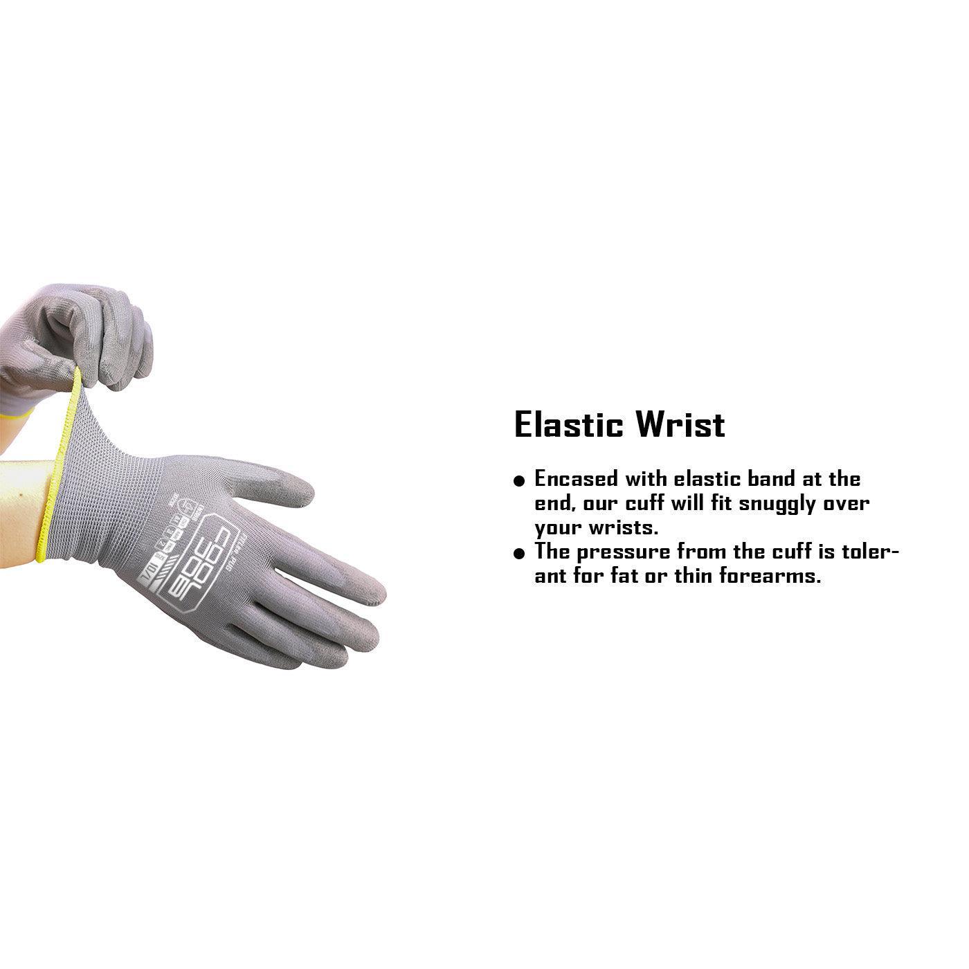 COOLJOB 12/60/120 Pairs Safety Work Gloves Pack Bulk with Grip PU Coating（Grey）