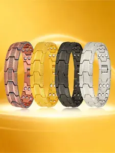 Men's Earth Magnet Bracelet - Three Rows Strong Magnetic Beads Adjustable Size Cuff Bracelet, Elegant Alloy Jewelry Gift, Gift for Dad, Mom, Christmas, Birthday, Multiple Colors, Men's Magnet Bracelet, Party Accessories