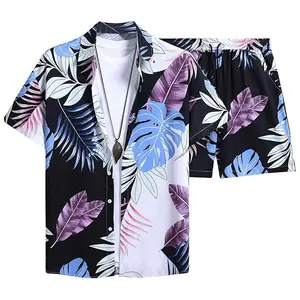 Men’s Hawaiian Beach Two-Piece Set Shirt and Shorts, Turtle Back Palm Coconut Print, Lightweight Breathable Summer Vacation Outfit, Perfect for XS-5XL, Stylish Casual Beachwear for Parties and Travel