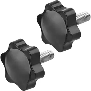 2Pcs M8 x 20mm Thread Star Knob, Plastic Hex Shaped Clamping Knob Handle Hand Tightening Screw for Umbrella Base Replacement