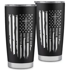 MAKEAGIFT Man Of God Tumbler, Husband Dad Protector Tumbler 20oz, Christian Dad Gifts, Father's Day Tumblers, Gift For Dad, Gift For Husband