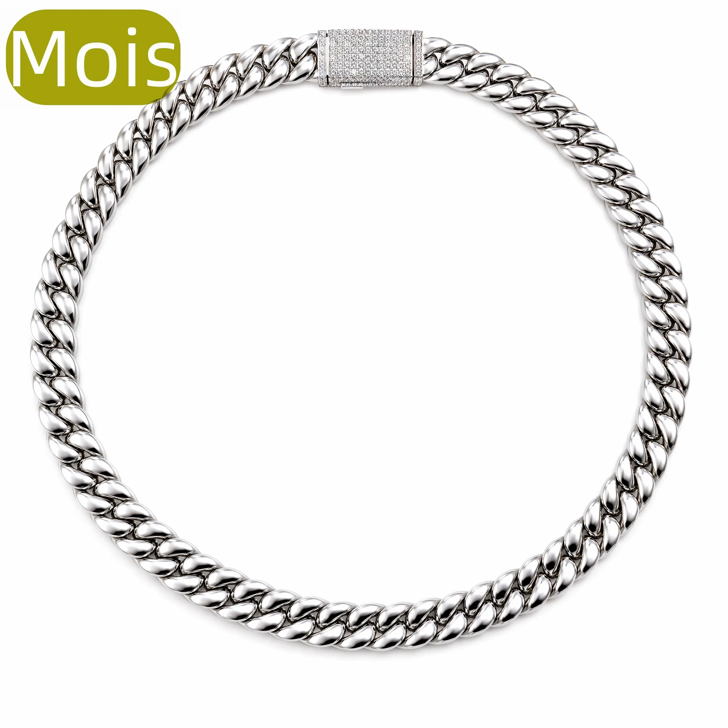 80.SPACEICE Moissanite Clasp 14mm Stainless Steel Plain Miami Cuban Chain,18-24'' inches,Hip-hop Style,Daily wear,Tuff Street style wear for Men/Women