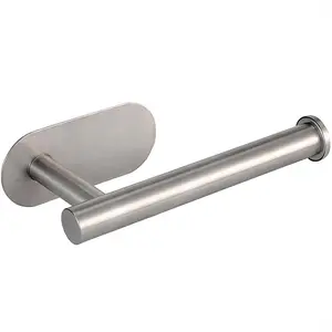 Toilet Paper Holder Self Adhesive,304 Stainless Steel,Rustproof Wall Mount,Toilet Roll Holder No Drilling,Matte Black Silver for Bathroom/Washroom/Kitchen(1 Piece)