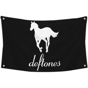 White Pony Flag Alternative metal band Banner Tapestry College Decor 3x5 Feet Indoor Outdoor Poster (Black) Wall Room