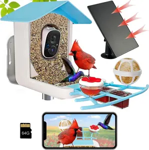 64GB Smart Bird Feeder with Camera Solar Powered, 2K 3MP HD Live Video