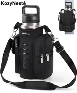 Gym Strong Magnetic Bag Water Bottle Holder Gym Bottle Carrier Bag with Phone Pockets &amp; Gym Accessories Organizer for Men Women,KozyNesté, 5 Built-in Strong Magnets Gym Bag Pouch Sleeve with Handle Shoulder Strap, Gift gym bag
