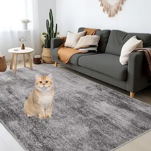 Gray textured pet mat is suitable for muddy paws, absorbent, anti fouling, anti slip, washable floor mat, and can be reused Machine Washable Rug