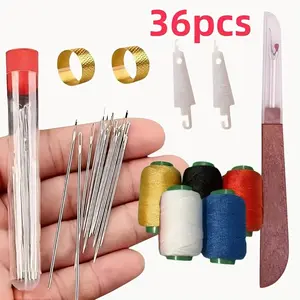 36 Piece Sewing Tool Set, Large Eye Steel Needles, Portable Repair Kit for Seniors, Perfect Gift for Beginners & DIY Craft Lovers, Sewing Supplies