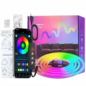 1 Piece LED Strip Light RGB Neon Rope Lamp 16.4 Feet Music Sync Color Changing for Bedroom Living Room Game Party Decoration