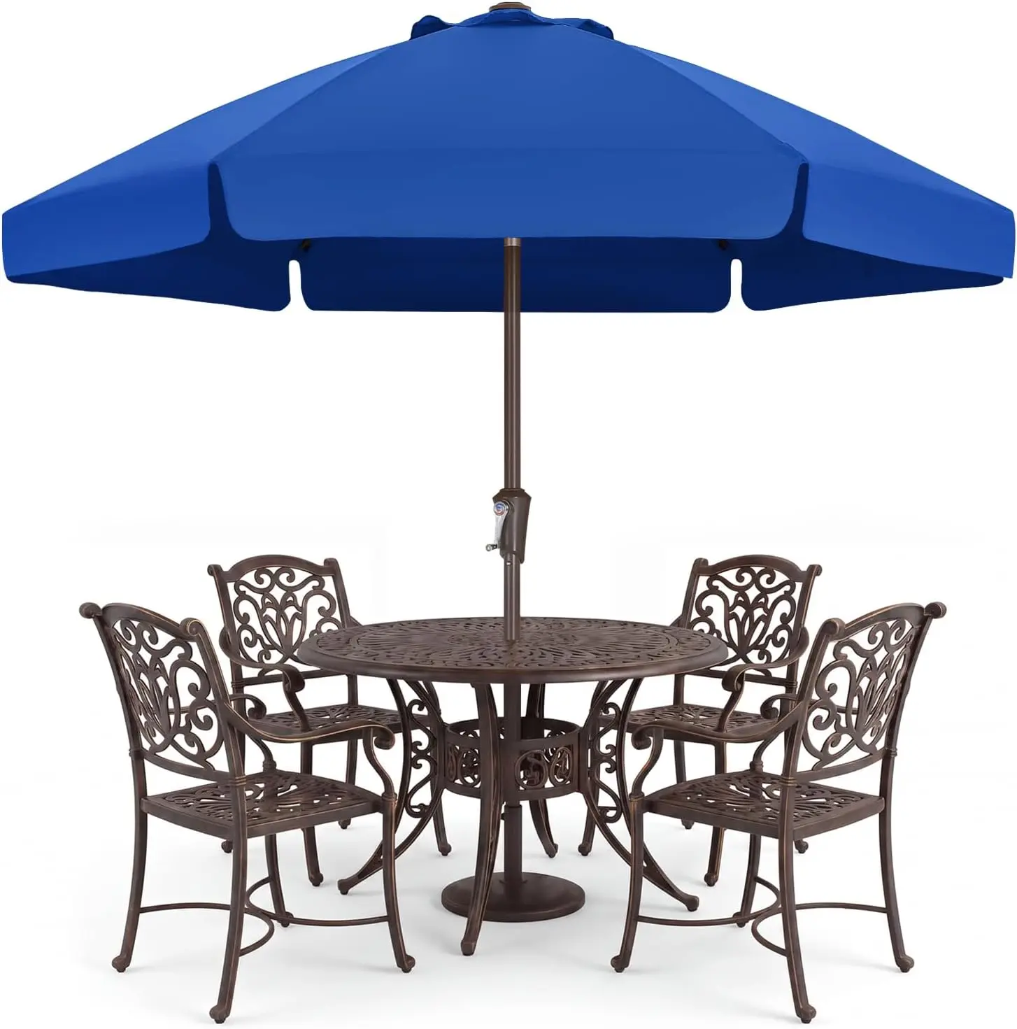 ABCCANOPY 7.5ft Scalloped Patio Umbrella, Outdoor Table Umbrella with Fiberglass Ribs, Crank and Tilt for Backyard, Garden, Deck and Pool