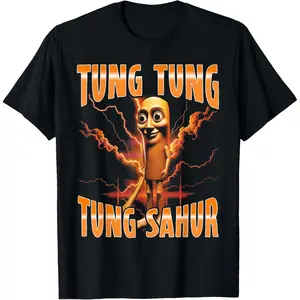 100% CottonSurreal Italian Brainrot Meme Tung Tung Tung Sahur T-Shirt