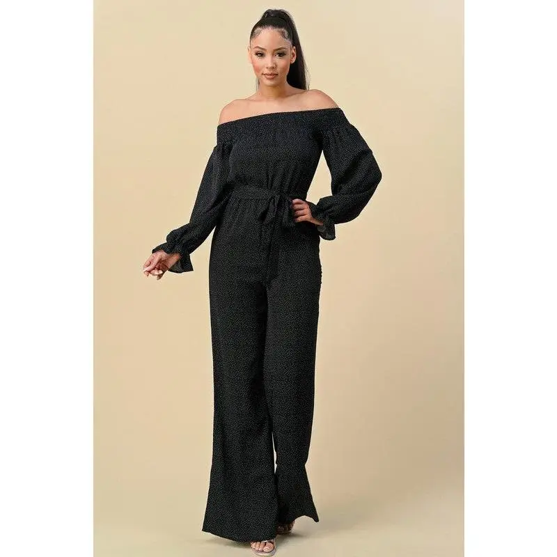 OFF SHOULDER NECKLINE JUMPSUIT