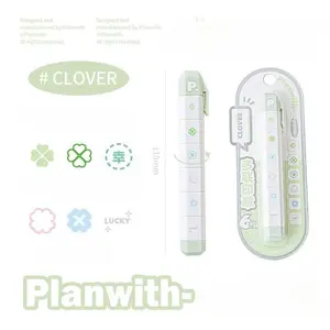 6pcs/set Cute Cartoon Ins Journal Stamp Pen Detachable Ink Stamps for Planners Diaries Scrapbook Creative Portable Stamping Set