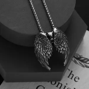 Angel Wings Wing Pendant Retro Wings Necklace Punk Hip-Hop Necklace Personality Trendy Male and Female Couple Pendant Wings Jewelry Wear Matching Accessories Gift for Boys