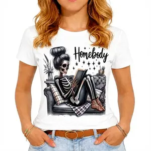 [100% Cotton] Cotton Short Sleeve  HOMEBODY GLITTER SKELLY Unisex Super Soft Comfort Tshirt  For Men And Women T-Shirt