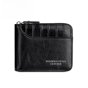 [Journey Canvas]Men's Vintage Embossed Zipper Short Wallet, Casual Multi Card Slot Card Holder, Fashionable Wallet for Daily Use, Stylish Wallet