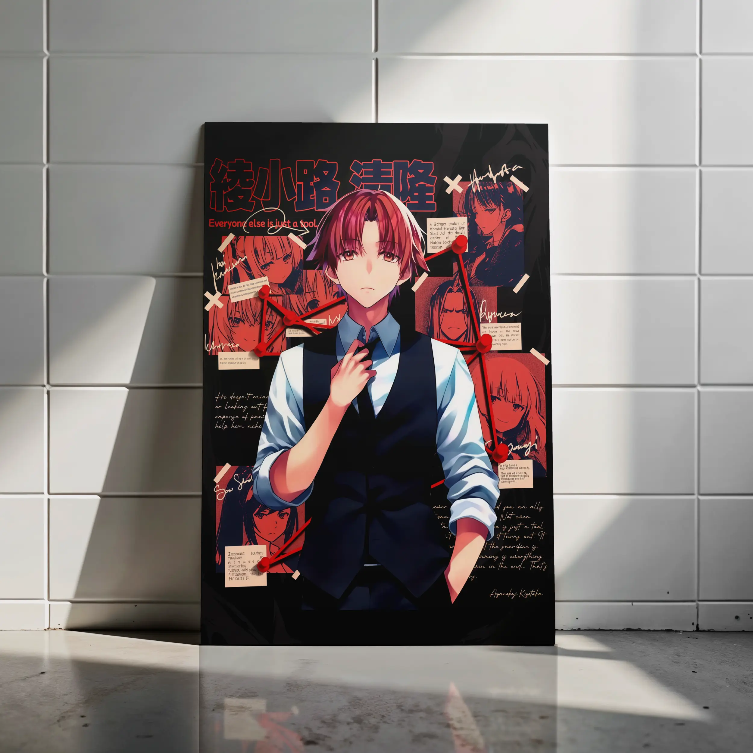 Ayanokoji Kiyotaka “Everyone Else Is Just a Tool” Poster – Classroom of the Elite Psychological Anime Wall Art, Red Noir Collage Design (Poster Only, No Frame)