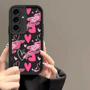 New Pink Graffiti Heart Phone Case for Samsung Galaxy S26 S25 S24 S23 S22 S21 Fe Plus Ultra A13 A14 A15 A16 A17 A33 A34 A35 A36 A52 A53 A54 Note20 Silicone, Protective