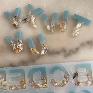 Beach Themed Letter Keychain Resin