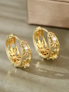 Vintage Copper Ring Earrings with Cubic Zirconia, Nickel-Free, Hypoallergenic Earrings, Perfect for Daily Wear and Valentine's Day Gifts, Elegant Jewelry