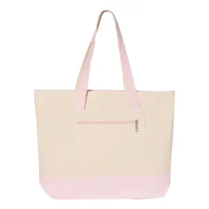 Large Canvas Bag with Front Pocket and Zipper Office Bag