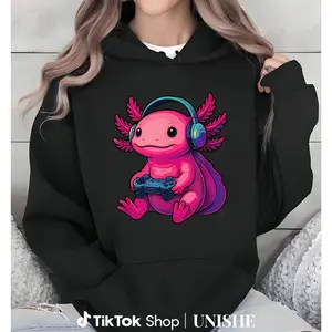 Long Sleeve Axolotl Hoodie – Hilarious Video Game Themed Hoodie 100% Cotton
