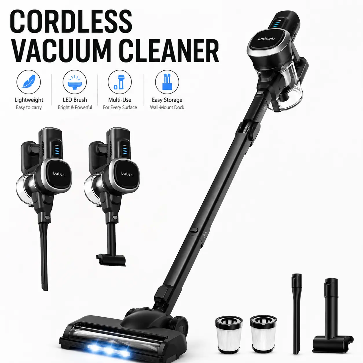 【2026 New Arrivals】Cordless Vacuum Cleaner for Home, 250W Powerful Suction Stick Vacuum with 47Min Runtime, Anti-Tangle Lightweight Vacuum for Pet Hair, Carpet & Hard Floors