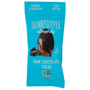SkinnyDipped Dark Chocolate Cocoa Almonds 1.2oz Thin-Coated Protein-Rich Snack Low Sugar Gluten-Free Non-GMO Verified