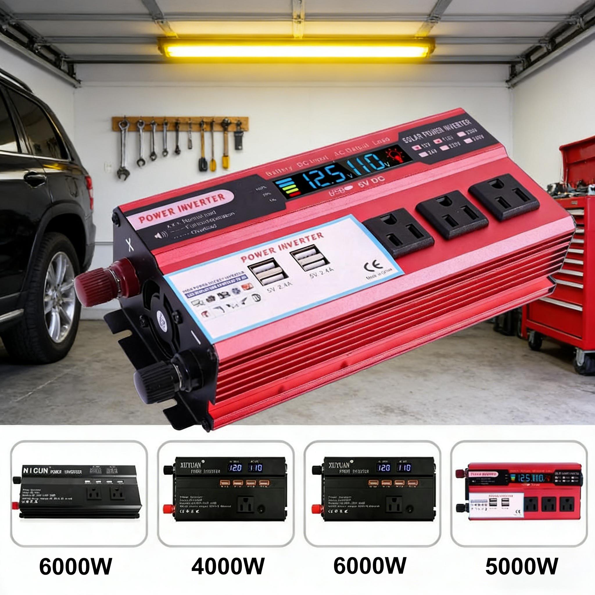 Pure Sine Wave Inverter 5000W 12V to 24V 4000W Peak Dual AC Sockets USB Hardwire Remote for Truck RV Off-Grid Solar Setup Stable DC to AC Power Converter for Vehicle Camping Solar Backup System